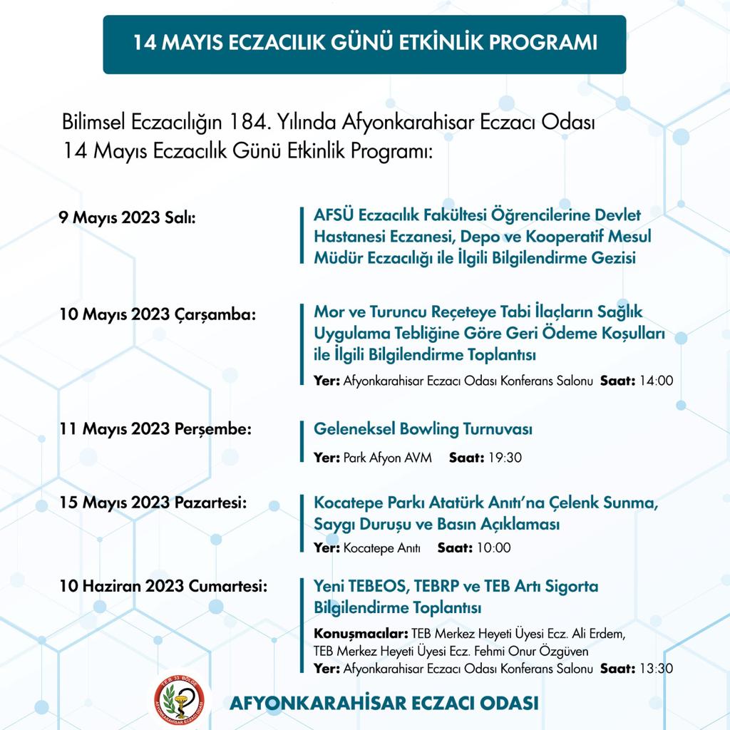 14 Mayıs Eczacılık Günü Etkinlik Programı